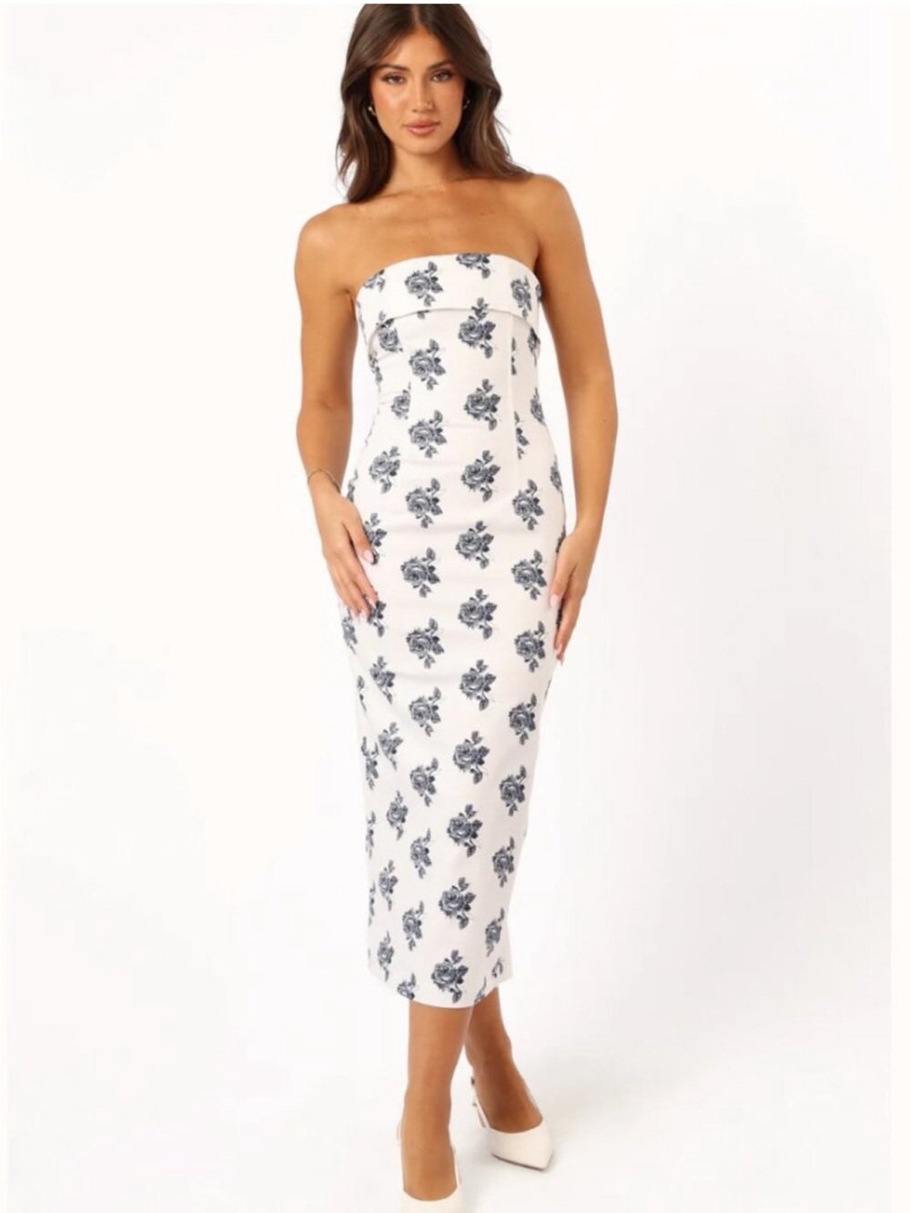 Petal & Pup White Floral Strapless Maxi Dress